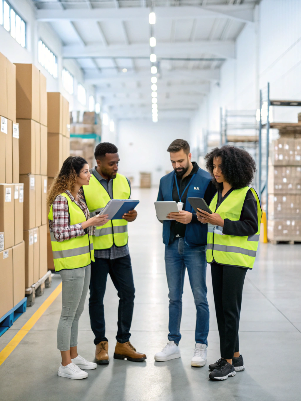 WESTERNEDGE account management team reviewing wholesale specification manifests and pallet distribution documents at a conference desk